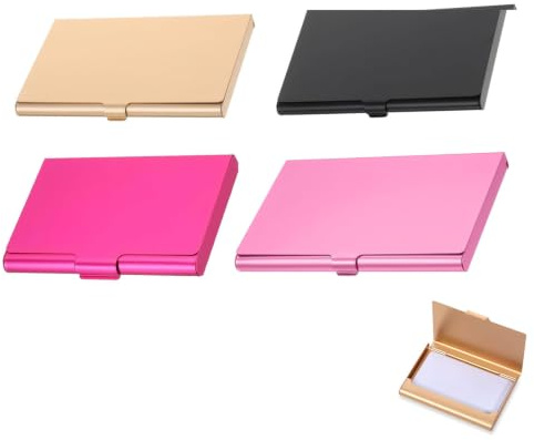 BOFYTR 4-Piece Business Card Holders Set (Black, Rose Red, Pink, Gold)