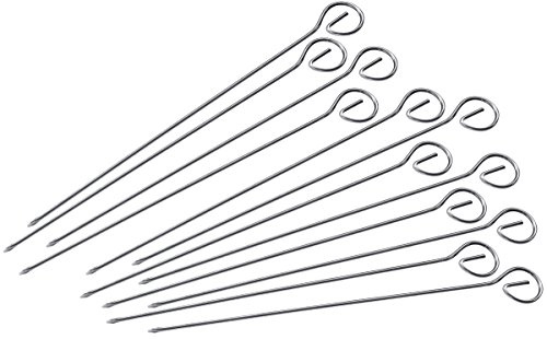 FMprofessional Schaschlikspieße, Grillspieße aus Edelstahl, ovale Fleischspieße für Fleisch, Meeresfrüchte und Gemüse (Länge: ca. 22 cm) - spülmaschinengeeignet, Menge: 12 Stück