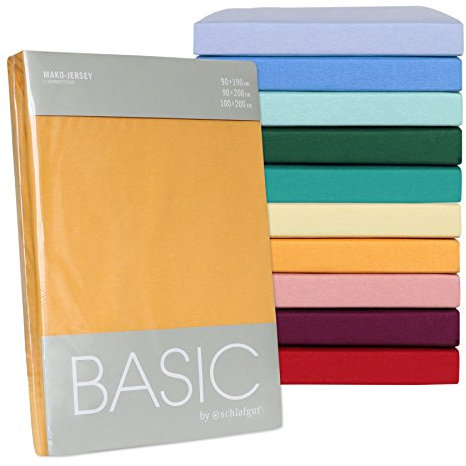 schlafgut Basic Jersey Spannbettlaken Puder, 180x200-200x200 cm