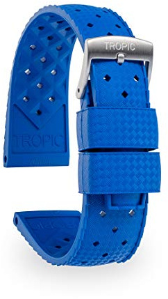 Tropic Bracelet en caoutchouc, bracelet de montre de plongée) (20 mm, bleu royal), bleu royal, 20 mm, vintage
