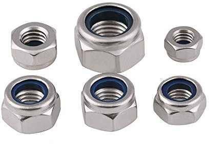 BOZONLI M2.5(2.5mm) Kontermuttern Sechskantmuttern Sicherungsmuttern Stopmuttern Klemmmuttern 304 Edelstahl Nylon Selbstsichernd Kontermutter