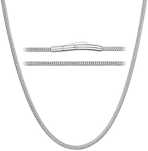 ChainsHouse Collar de Acero Inoxidable para Hombres Mujeres, Cadena Cuello de Serpiente para Colgante (51cm Largo)