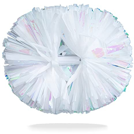 AOPANDA Cheerleading Pom Poms with Baton Handle for Team Spirit Sports Dance Cheering Kids Adults（White）