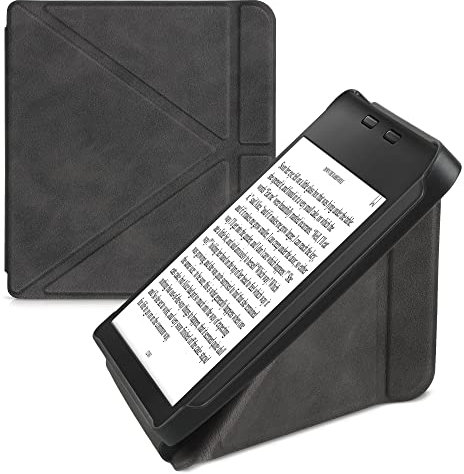 kwmobile Hülle kompatibel mit Tolino Vision 6 Hülle - Kunstleder Case - eReader Schutzhülle - Cover Anthrazit