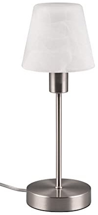 Trio Lampe de table LUIS II 595700107, métal nickel mat, verre albâtre blanc, excl. 1x E14, On/Off Touch