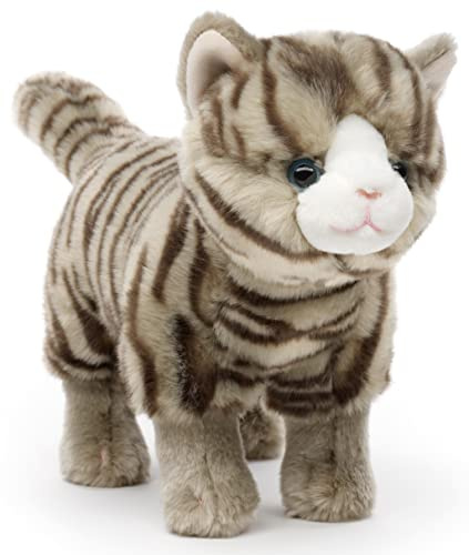 Uni-Toys - Katt gråtigerad, stående – 35 cm (längd) – plyschkatt – plyschdjur, gosedjur, gosedjur