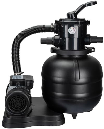 COIL Sandpump, Vattenpump, Poolpump, Filterpump, 7-vägsventil med manometer, driftstryck 1,5 bar, sandbehållare: 20 kg
