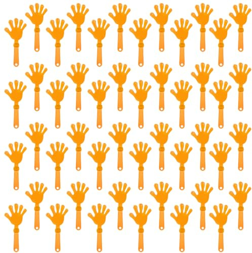 ZCYSRLQIN 48 aplausos de mano naranjas de 7.5 pulgadas, fabricantes de ruido, recuerdos de fiesta, aplaudidores de fiesta de plástico para eventos deportivos, animaciones, baile, baloncesto, fútbol