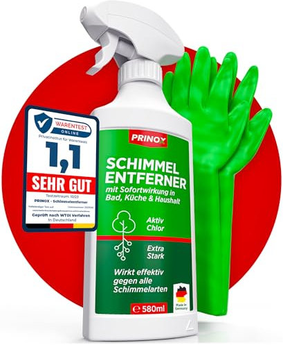 Profi Schimmelentferner Set inkl. 2 Schutzhandschuhe - Schimmelspray mit Hafteffekt gegen Schimmel an Wand, Fugen, Tapete, Textilien, Auto - Entfernt Schimmel hocheffektiv