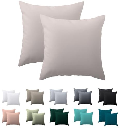 Nesture Kissenbezug 40 x 40 2er Set - kopfkissenbezug 40x40 cm Beige, 100% Mikrofaser kissenbezüge mit Reißverschluss, Weich und Bügelfrei