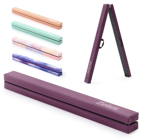 ZELUS Gymnastics Beam for Kids, 7 ft/8 ft Folding Balance Beam for Children | Faux Suede High Density EVA Foam, Portable Gymnastics Beam for Children Home Gym, Core Strength & Skill Practice