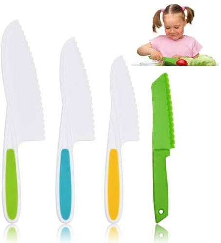 NHQZ Coltelli da Cucina per Bambini, Coltello Da Frutta Per Bambini e Coltelli per Patate, Set Di Coltelli Da Cucina Per Bambini per Tagliare Frutta o Verdura, 4 pezzo