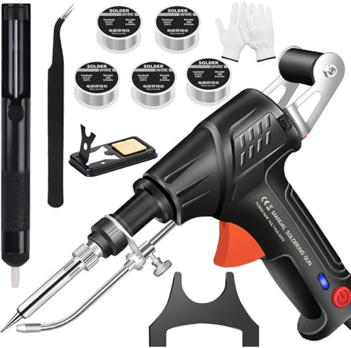 5-Teiliges Set Industrieller Schnellheizlötkolben, Ayyecoeeye Schweißgerät, Vielseitiges, innenbeheiztes Industrie-Laserschweißgerät mit Ersatz-Zinndraht, Hochpräzisions-Lötset (Schwarz)