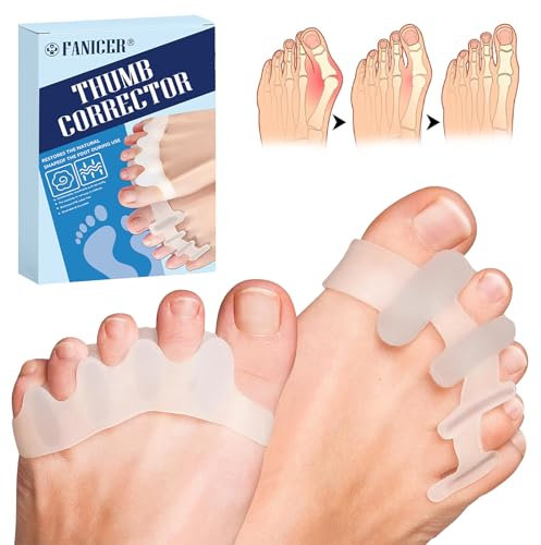4 Stück Zehenspreizer, Zehentrenner Silikon, Ballenzehen-Korrektor für Damen und Herren, Wiederverwendbar und waschbar, Zehenabstandshalter zur Korrektur von Ballenzehen, Hammerzehen, Krallenzehen