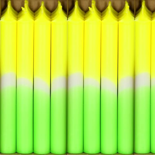 Bütic GmbH Lot de 1 bougie à tige Neon Dip-Dye 180 mm x Ø 22 mm – Bougies hautement nettoyées, durée de combustion 8 h, sans odeur, faible suie avec combustion sans résidu, couleur : jaune fluo vert