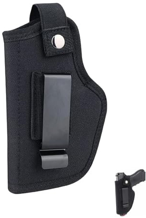 TOZBLEU Holster cuisse noir en tissu Oxford, étui pistolet pour hommes et femmes, intérieur/extérieur, compatible plupart armes, holster Glock 17 inclus