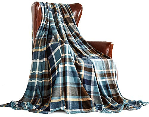 MERRYLIFE Throw Blanket Plaid Sherpa | Ultra-Plush Soft Colorful Oversized | Decorative Couch Travel Blanket | Large Size(60 90, Greenland)
