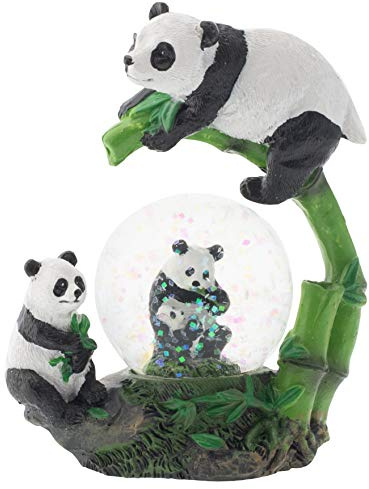 Elanze Designs Panda Bear Family China Magical Whimsical Tabletop Dresser Nightstand Figurine Miniature 45MM Sturdy Polyresin Glitter Water Snow Globe Decoration