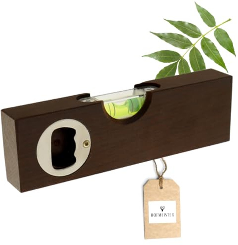 Balance à bulle en bois 15 cm - 1 pièce - Avec décapsuleur - Mesure précise avec petite balance de maçon - Appareil de mesure pratique