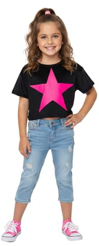A2Z 4 Kids Girls Short Sleeves Crop Top Star Soft Feel Breathable - Crop Top Star Black 11-12