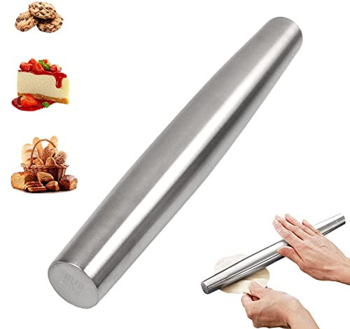 Mattarello in Acciaio Inox, Mattarelli in Senza Manici 22.5 cm Matterello in Metallo Non Appiccicoso Mattarello Piccolo, Per stendere pasta per pizza, muffin, pane, gnocchi