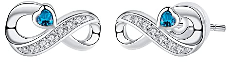 Arrebol Pendientes Infinito Mujer Plata de Ley 925 Infinity con Azul Circonita Cúbica Mujer Regalo de Joyería