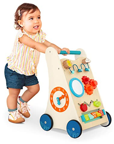 B. toys – Little Learning Steps – Wooden Activity Walker – 7 Educational Activities – Learning & Walking Toy for Toddlers – Stand, Push, Walk – 1 Year +