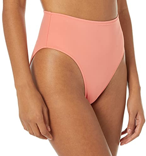 Amazon Essentials Bas de Bikini Échancré Taille Haute Femme, Rose Corail, 42