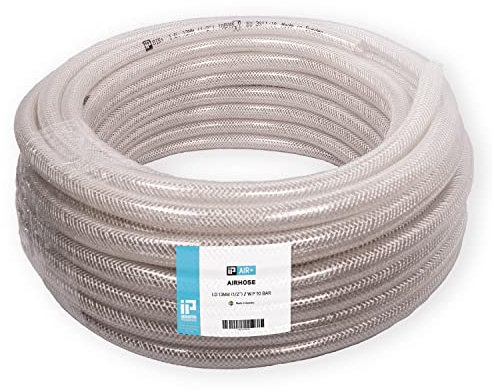 IP Air+ Druckluftschlauch | Ø 13 mm | 1/2 x 25 m | Luftschlauch, Gewebeschlauch, transparenter PVC Schlauch für Druckluft | 13 mm Innendurchmesser