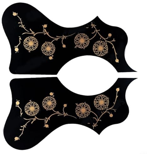 HpLive Folk Akustikgitarre Pickguard Selbstklebend Pick Guard Aufkleber Folk Gitarre Top Notch Pickguard Zubehör (Schwarz)