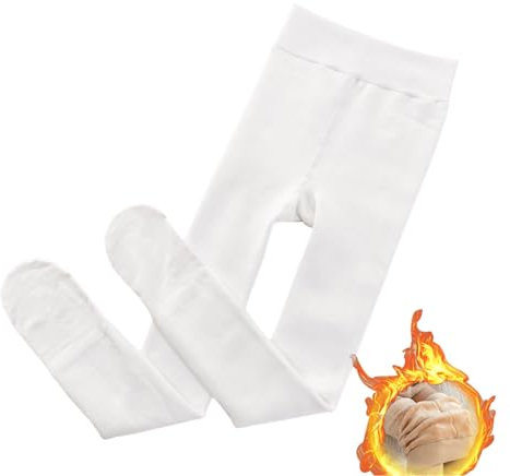 Yeeteepot Mädchen Warm Strumpfhose Winter Gefüttert Leggings Kinder Einfarbig Strumpfhosen Weiche Leggings Thermo Verdicken Hose Strümpfe A-Weiß Verdickt L