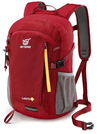 SKYSPER Leicht Wanderrucksack Klein Rucksack mit Rückenbelüftung Trekkingrucksack aus atmungsaktivem 3D Air Mesh Polyester Camping Outdoor Wandern Rucksack
