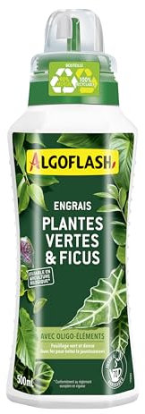 Algoflash Engrais Liquide Plantes Vertes et Ficus, Utilisable en Agriculture Biologique - 500 mL, Marron