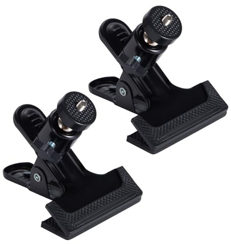 ZLLkeji Soporte Pinza para Cámara Abrazadera para Trípode de Metal Flash Reflector Soporte Clips con Cabeza Esférica de Tornillo de 1/4 para Studio Cámara SLR DSLR Móvil Aro de Luz 2 Piezas