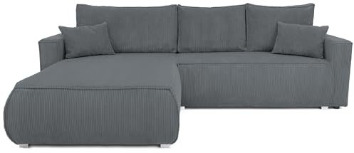 BROMARKT Sofa mit Schlaffunktion Couch L polsterreiniger Sofa Bettkasten Schlafsofa für Wohnzimmer Couch freistehend Havana Relaxsofa 3 sitzer 270x173x80 cm Grau