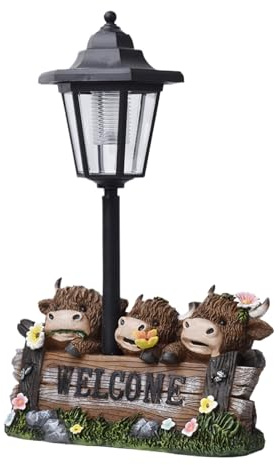 Krmoau Estatuilla De Linterna De Jardín - Figuras Decorativas Solares para Exteriores,Arte Versátil De Exterior, Figura Divertida De Ganado para Casa Y Hotel