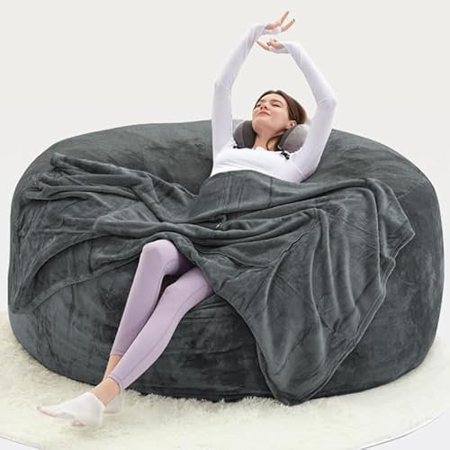 extra large bean bag chair,beanbag chair with filler,memory foam bean bag,Soft and comfortable giant beanbag,muebles sala de estar,Leisure reading chair (Dark gray, Large)