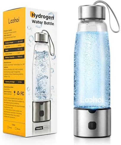 LOOHOI Hydrogen Water Bottle, Upgraded Hydrogen Generator with SPE/PEM Tech,16oz Portable Hydrogen-Rich Water Maker,Fast Hydrogen Production,Rechargeable Health Water Cup for Home Office Travel
