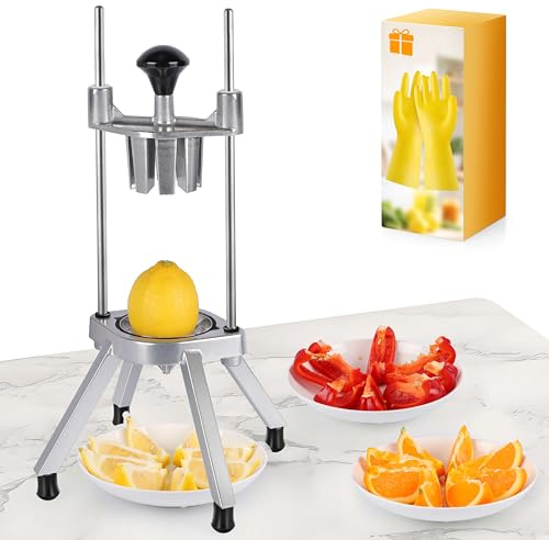 Commercial Easy Wedger 8-Section Lemon Slicer Lime Cutter with V-Shaped 420 Stainless Steel Blades Lemon Cutter Commercial Fruit Slicer Vegetable Chopper Dicer for Bar Restaurant Home
