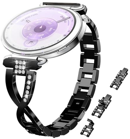 KeHowy 18 mm metallarmband för Huawei Watch GT 6 41 mm/GT 5 Pro 42 mm/GT5/GT4 41 mm, elegant smal kedja för damer, bling, strass, rostfritt stål, ersättningsarmband för Huawei Watch 5 42 mm