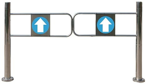Genérico Rostfritt stål enkelriktad svängdörr för stormarknader och lager - automatisk ingångsdörr, fotgängare, silverfinish (80 x 97 cm)