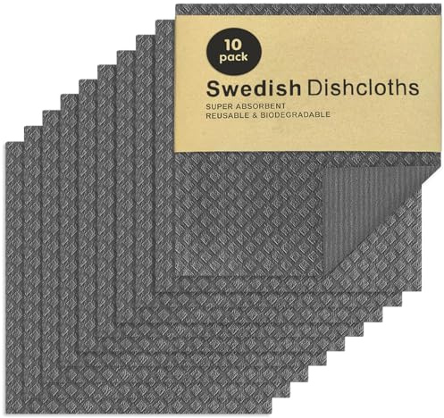 AMFUN 10er Pack Putzlappen, Wiederverwendbare Spültücher, Waschbare Schwammtücher Küche, Für Jede Oberfläche Geeignete Spüllappen(Dunkelgrau)