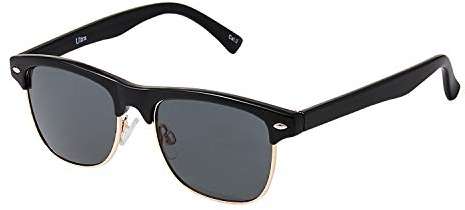 Ultra Children's Sunglasses – Retro Round Half Rim Sunglasses UV400 Lenses, Classic Horn Rim Style for Boys & Girls – Durable UV Protection Shades - Black with Black Lenses