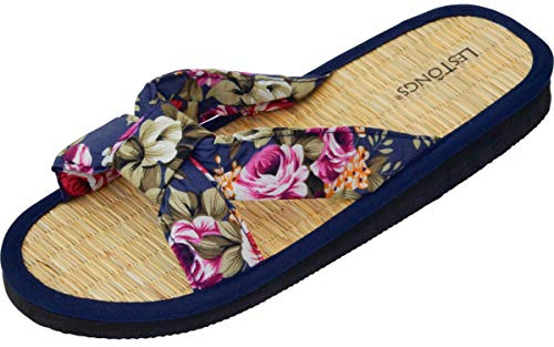 Japanwelt Sandalias de canela I Les Tongs Juncus-K Flower, sandalias abiertas de canela, zapatos japoneses, chanclas con chanclas para mujer, sandalias de dedos para mujer, suela vegana y saludable de