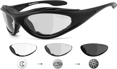 CHILLOUT RIDER® | SELBSTTÖNEND | Bikerbrille, Motorradbrille, Multifunktionsbrille | beschlagfrei, windabweisend, HLT® Kunststoff-Sicherheitsglas nach DIN EN 166 | Bikersonnenbrille CR003-as