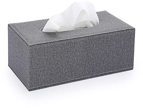 BTSKY Rechteckiger Papierhalter aus Leinen, für Haushalt, Büro, Taschentuchbox, Abdeckung, Serviettenhalter (grau)
