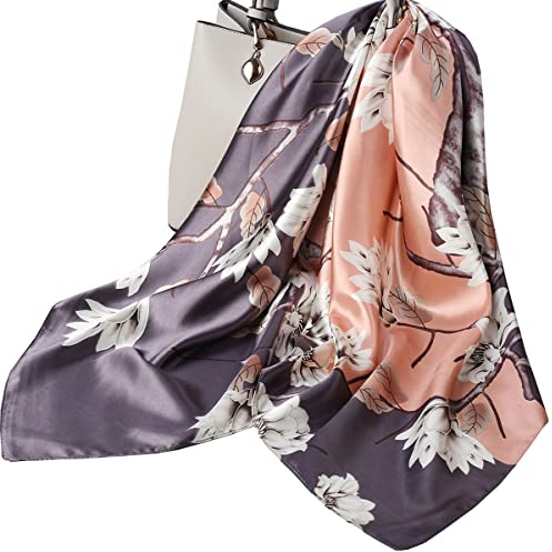 Ecroon Foulard Echarpes Bandeau Soie Ressentir Femme Chiffon Bandanas Cheveux ChAle/Foulards/Etole/Echarpe-Grand carre Satin 90x90cm