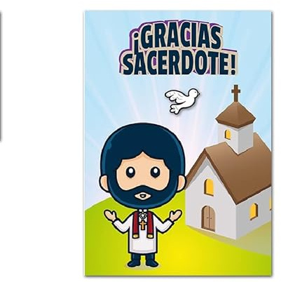 Antracita Tarjeta Gracias Sacerdote 15x23cm | Para Comunión, Para Confirmación, Para Boda, Para Bautizo