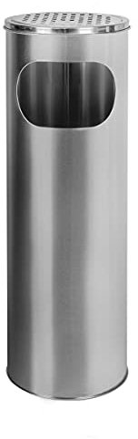 CAMPALO 2-in-1 Standaschenbecher und Mülleimer für draußen, Abmessungen 58 CM x 20 CM, Silber.