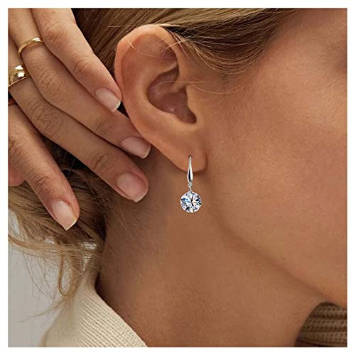 Allereya Vintage Crystal Dangle Earrings Rhinestone Drop Earrings Silver Cz Hook Earrings Crystal Stud Earrings Jewelry for Women and Girls